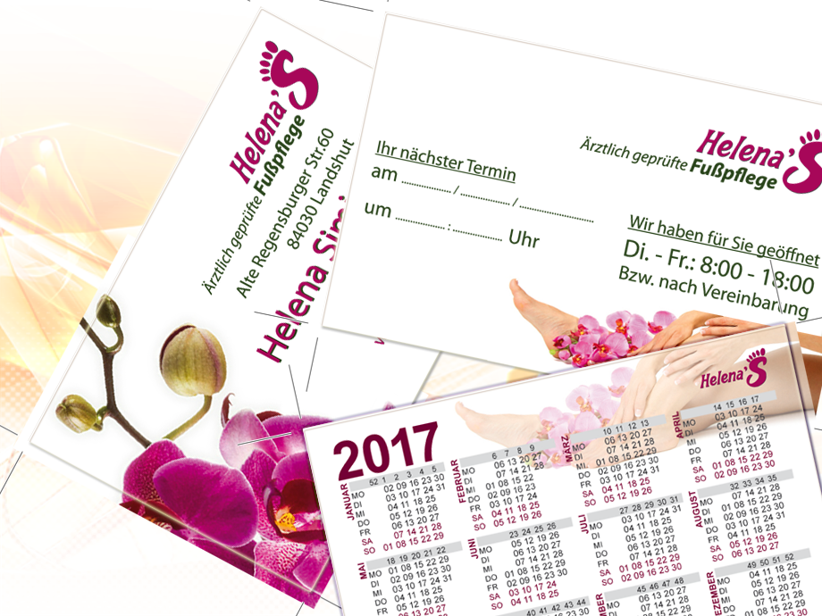 Visitenkarten, Terminkärtchen, Taschenkalender im Firmenstil