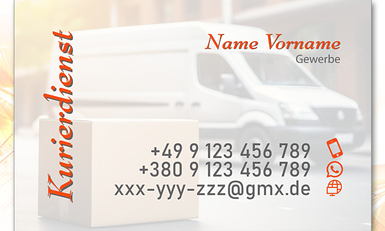 Visitenkarte für Kurierdienst, Design und Druck – ARWEDIS-Mediengestaltung aus Nürnberg. (hier anonymisiert)
