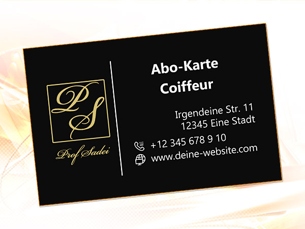 Abo-Karte für ein Coiffeursalon (Friseursalon), Filiale in der Schweiz, fordere Seite (hier anonymisiert)