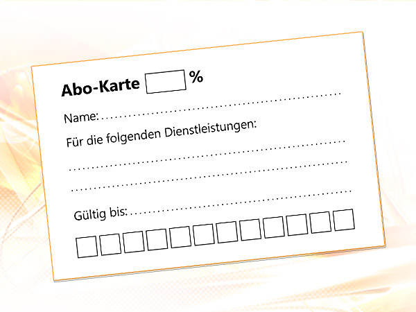 Abo-Karte für die Filiale in der Schweiz, Stempelkarte für ein Coiffeursalon (Rückseite)