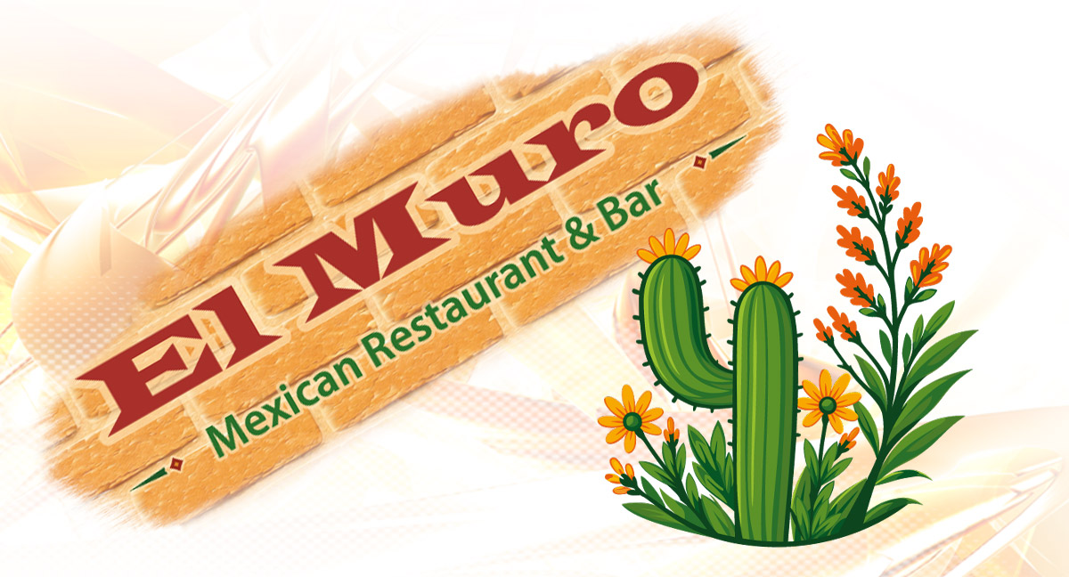 Professionell entwickeltes Vektorlogo für das Restaurant El Muro mit stilisiertem Kaktus und Schriftzug.