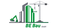 Logo BE Bau Bauunternehmen in Weiß Grau und Grün Werbeagentur Nürnberg